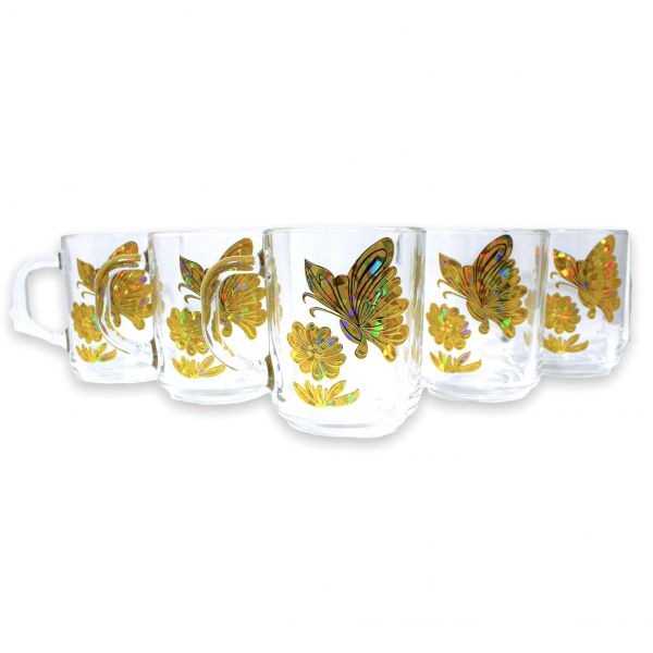 Set of 6 mugs 200ml Butterfly 3D 1335/55
